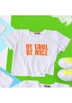 Футболка кроп-топ белая BE COOL оранжевый принт